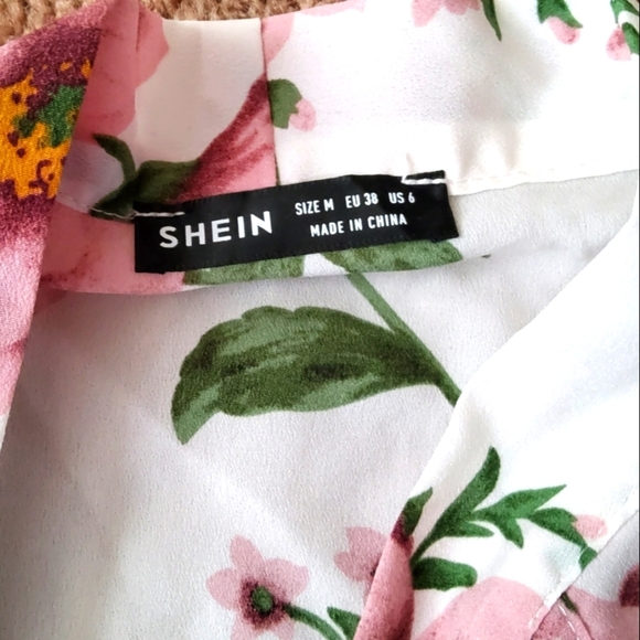 🔥Shein Womens sheer Floral white & Pink Blouse Size M🔥 - Picture 5 of 11